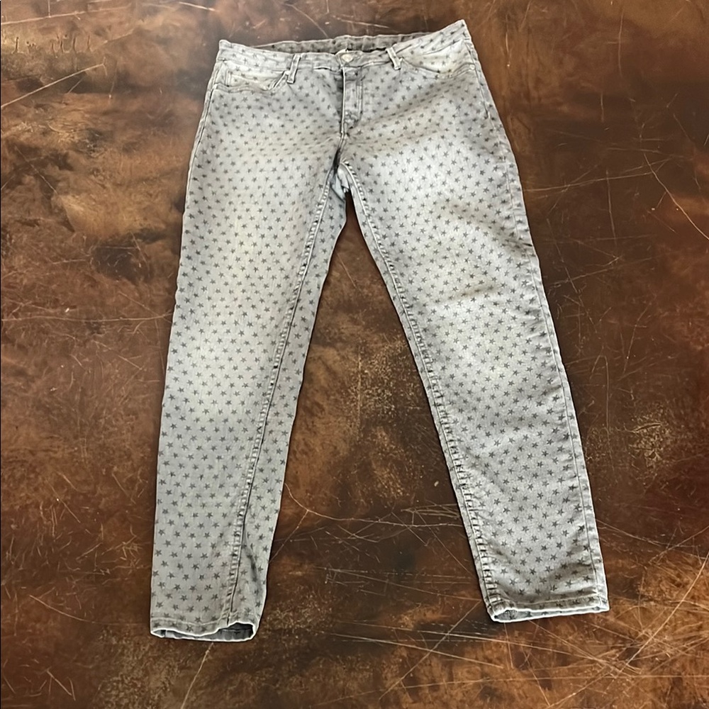 Women’s Gray with Black Stars Skinny Denim Jeans by MNG Jeans size 10